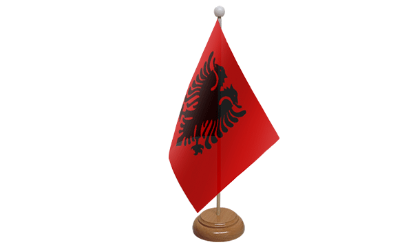 Albania Small Flag with Wooden Stand